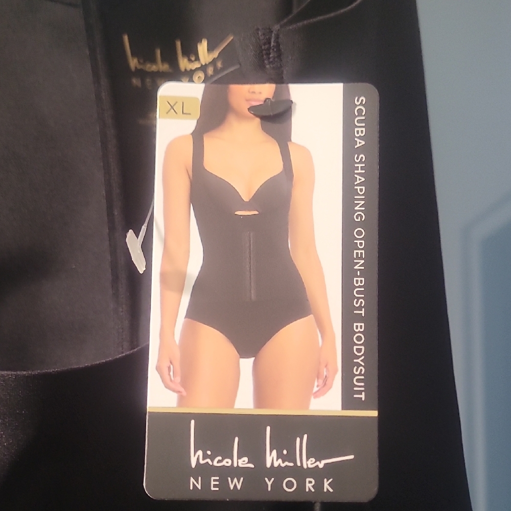 Nicole Miller Black Open-Bust Shapewear Bodysuit